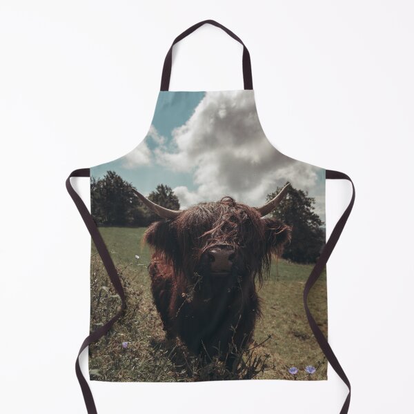 Item preview, Black highland Scottish cow grazing vintage retro designed and sold by Patrik Lovrin.