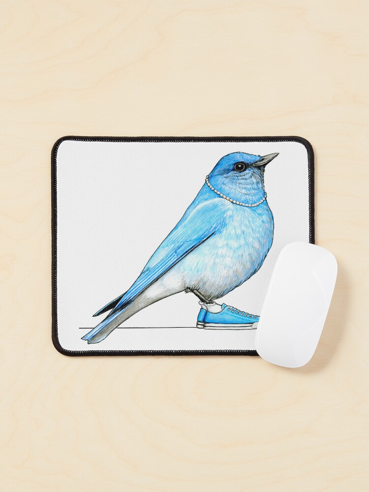 Thumbnail 1 of 5, Mouse Pad, Bluebird in Pearls and Chucks designed and sold by JimsBirds.