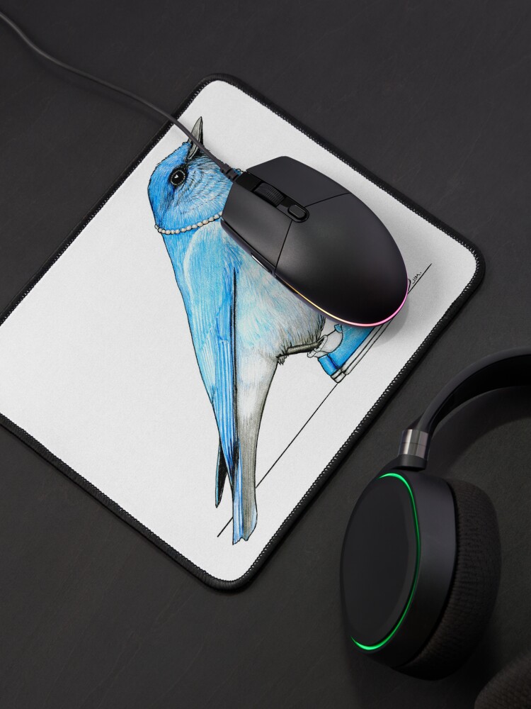 Thumbnail 4 of 5, Mouse Pad, Bluebird in Pearls and Chucks designed and sold by JimsBirds.