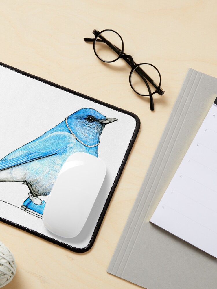 Thumbnail 3 of 5, Mouse Pad, Bluebird in Pearls and Chucks designed and sold by JimsBirds.