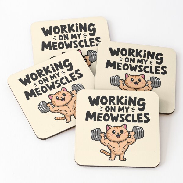 Item preview, Working On My Meowscles! Cute Gym Cat Pun designed and sold by PMCreative.