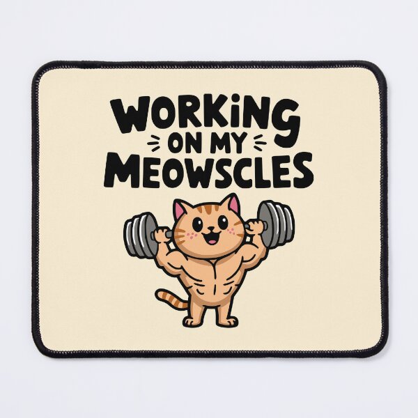 Item preview, Working On My Meowscles! Cute Gym Cat Pun designed and sold by PMCreative.