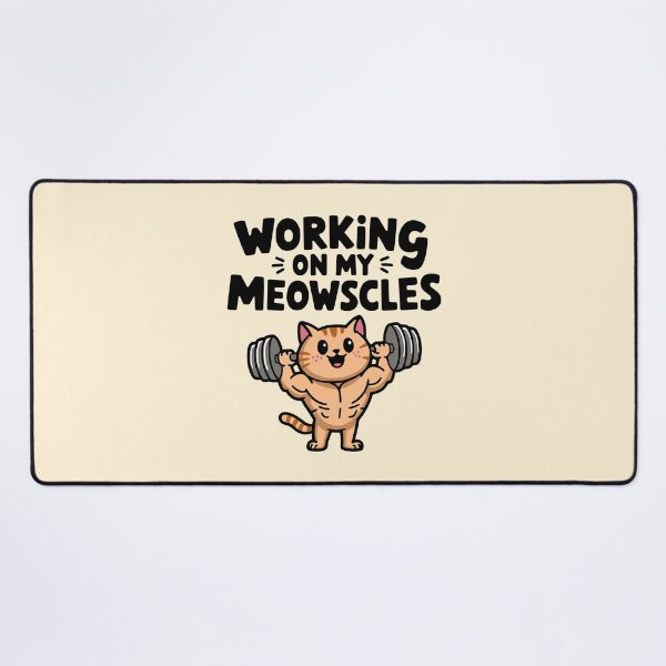 Item preview, Working On My Meowscles! Cute Gym Cat Pun designed and sold by PMCreative.