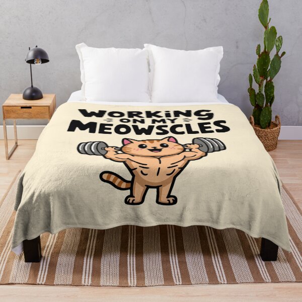 Item preview, Working On My Meowscles! Cute Gym Cat Pun designed and sold by PMCreative.