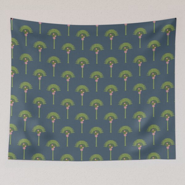 Item preview, Coastal chic palm tree in charcoal blue designed and sold by opeachyday.