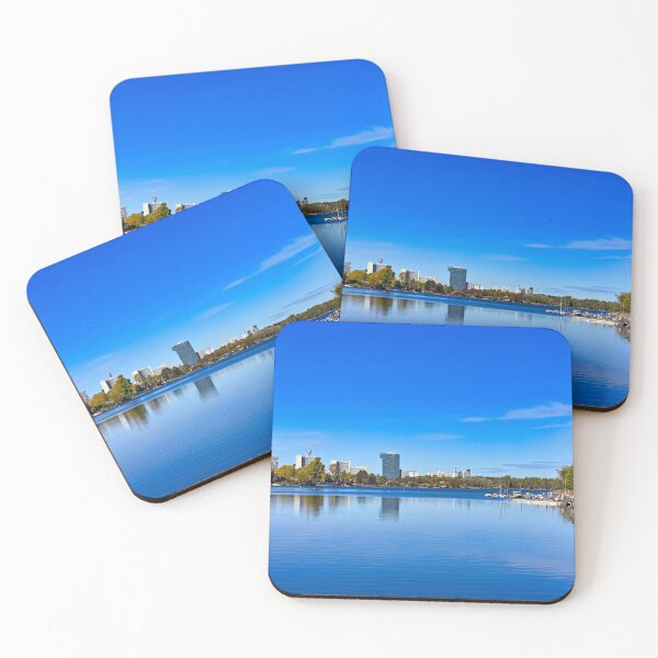 Item preview, Skyline of Vienna and blue Donau river,landscape sunny autumn day designed and sold by goceris.