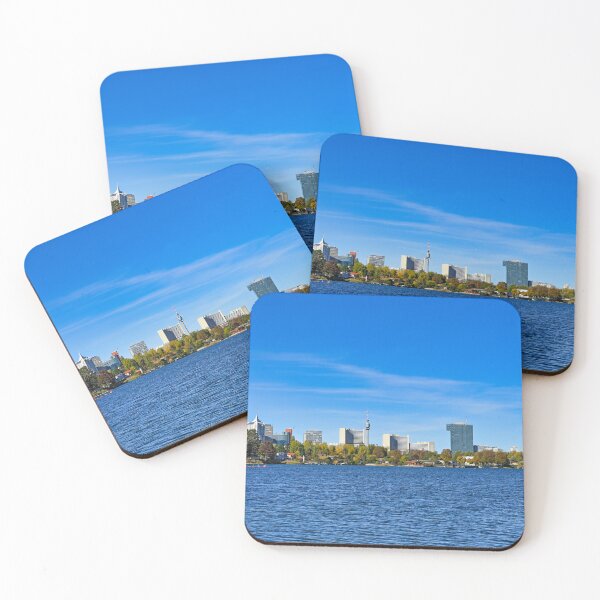 Item preview, Skyline of Vienna and blue Donau river, sunny autumn day designed and sold by goceris.