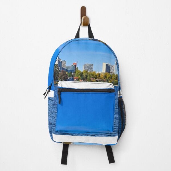 Item preview, Skyline of Vienna and blue Donau river, sunny autumn day designed and sold by goceris.