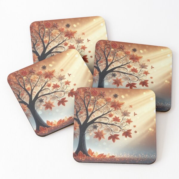 Item preview, Abstract Autumn Tree with Falling Leaves designed and sold by Visionary Vibez.