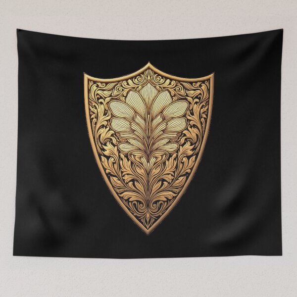 Item preview, Decorative shield with intricate floral patterns designed and sold by artwaves.