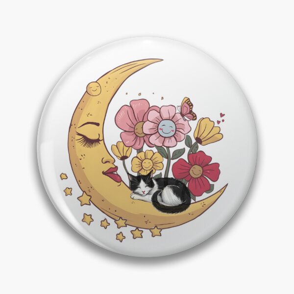Artikelvorschau, Schlafende Katze Blumenmond entworfen und verkauft von HappyLifeCreate.