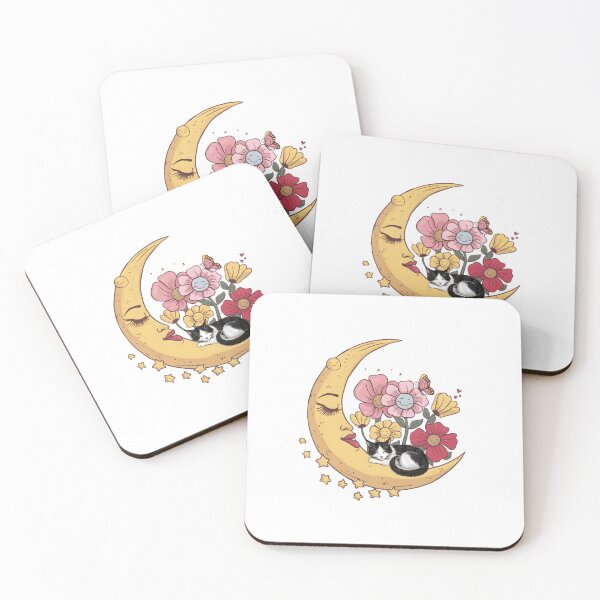 Item preview, Sleeping Cat Floral Moon designed and sold by HappyLifeCreate.