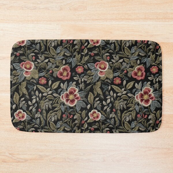 Item preview, Dark Botanical Flower Pattern - Faux Embroidery designed and sold by FlowerMeFlorals.