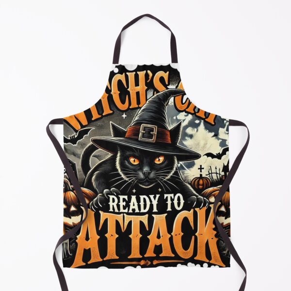 Item preview, a black witch's cat ready to attack, Halloween  designed and sold by Thanakan-Design.