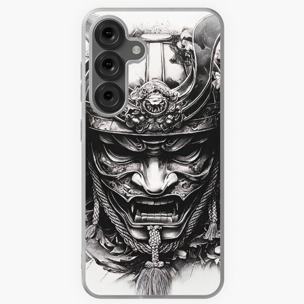 Item preview, Black and white Realistic Samurai Mask Art Pencil drawing designed and sold by Pencil-Art.