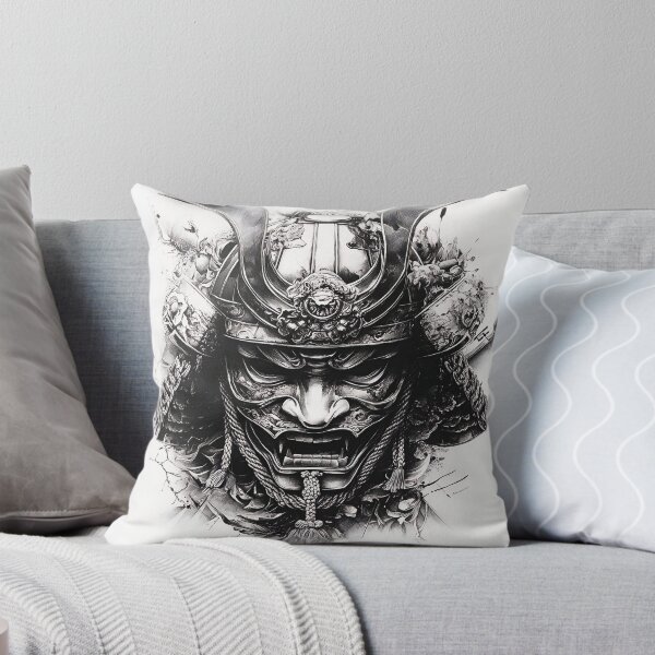 Item preview, Black and white Realistic Samurai Mask Art Pencil drawing designed and sold by Pencil-Art.