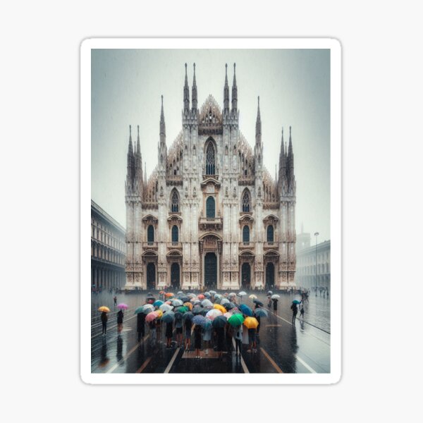 Item preview, Rainy Winter Day at Milan's Duomo: Umbrellas & Cozy Vibes designed and sold by ForzaNapole.