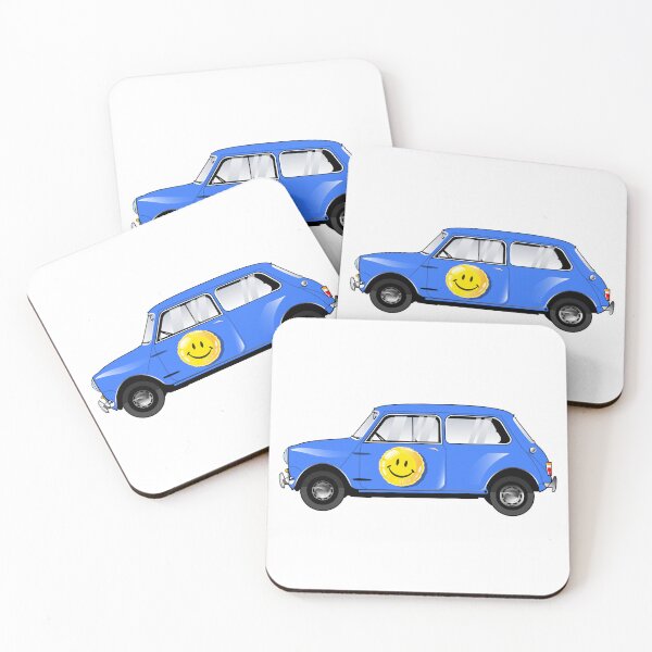 Item preview, Graphic of Smiley Face Balloon on Vintage Bright Blue Mini designed and sold by Hugh Whyte.