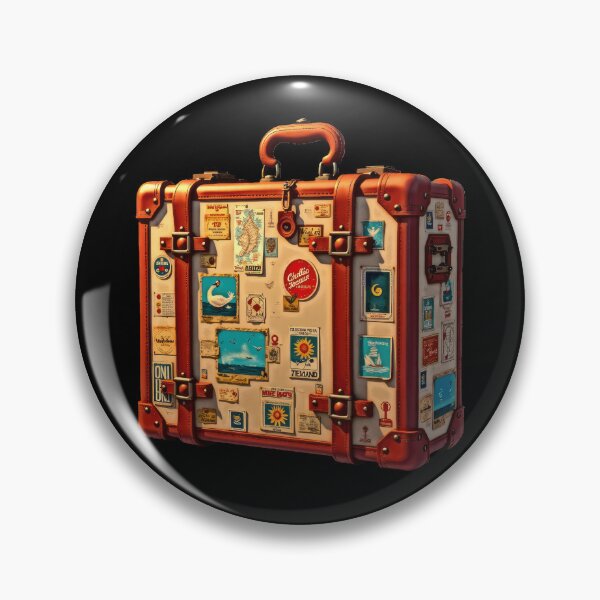Item preview, Vintage suitcase with travel stickers designed and sold by artwaves.