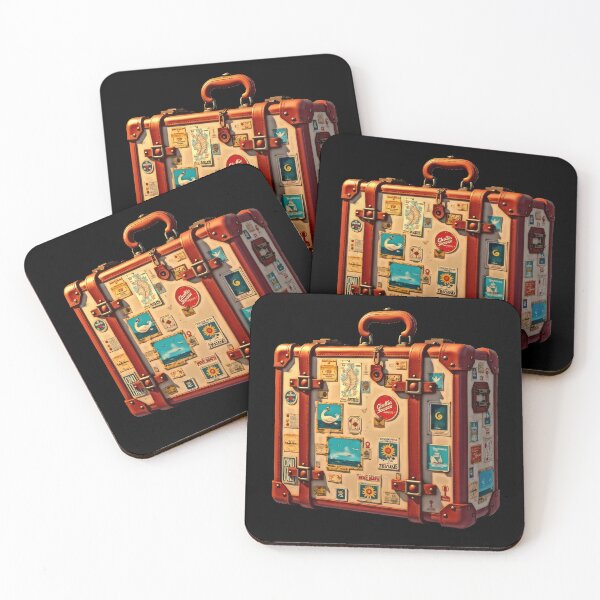 Item preview, Vintage suitcase with travel stickers designed and sold by artwaves.