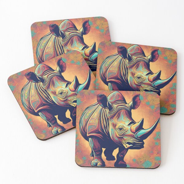 Item preview, Retro trippy Rhino design designed and sold by NicMacTees.