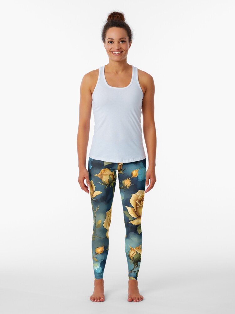elevate your style with our Golden Roses Leggings