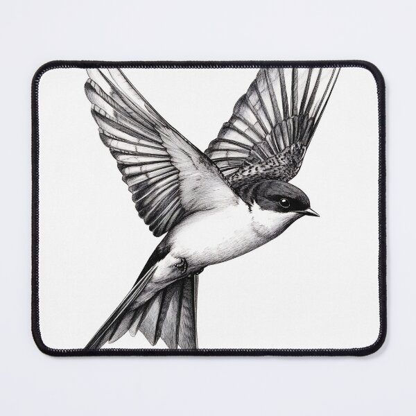 Item preview, Black and White Bird Pencil Drawing designed and sold by Pencil-Art.