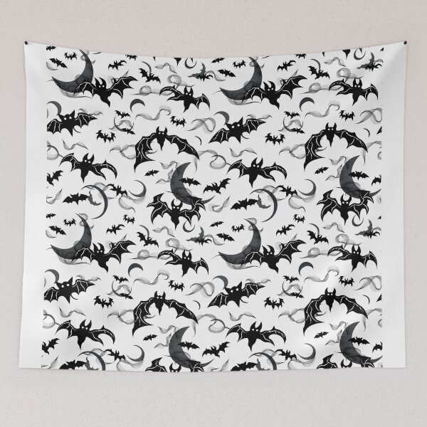 Item preview, Bats and Spooky Moons Pattern - Gothic Monochrome designed and sold by Daniel Bevis Design.