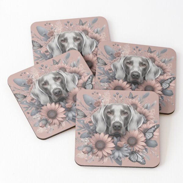 Item preview, Coquette Weimaraner Floral Art with Butterflies - Design Nr. 187 designed and sold by WeimTrails.