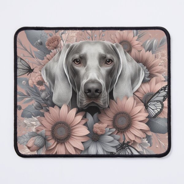 Item preview, Coquette Weimaraner Floral Art with Butterflies - Design Nr. 187 designed and sold by WeimTrails.