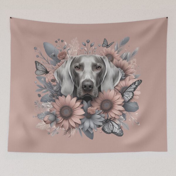 Item preview, Coquette Weimaraner Floral Art with Butterflies - Design Nr. 187 designed and sold by WeimTrails.
