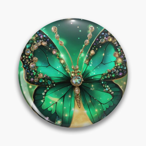 Item preview, Gem encrusted glowing emerald butterfly designed and sold by NicholeRose92.