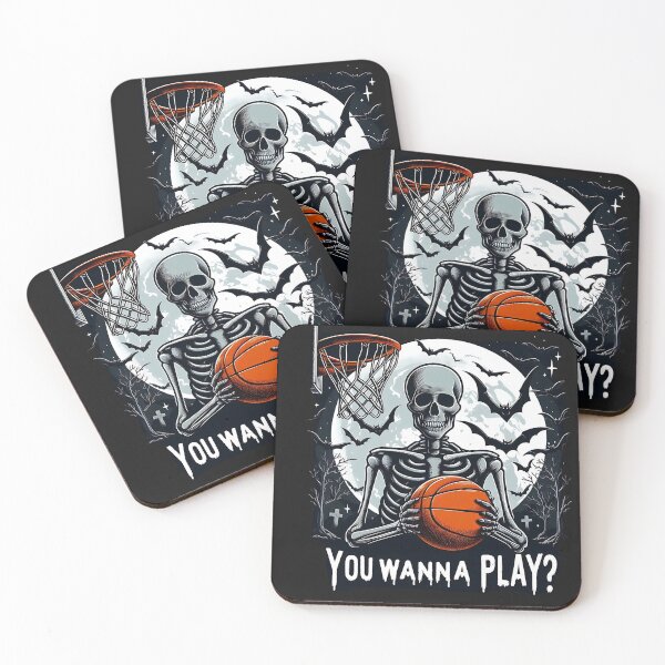 Item preview, "You Wanna Play" design basketball for Halloween sports, skeleton with basketball,basketball playe designed and sold by CrasyART.