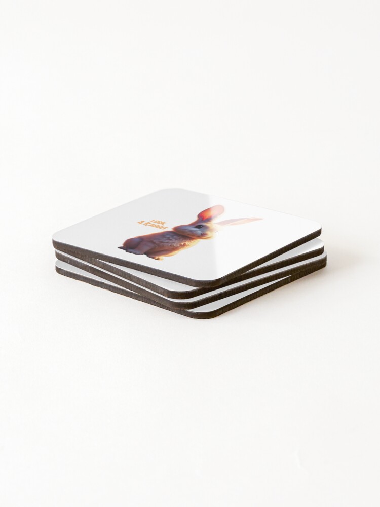 Thumbnail 4 of 5, Coasters (Set of 4), Look, a Rabbit designed and sold by pUNKnown.