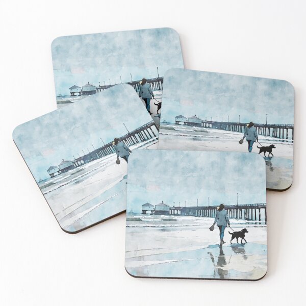 Item preview, Woman Walking Dog by the Pier designed and sold by Janine Aykens.