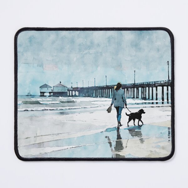 Item preview, Woman Walking Dog by the Pier designed and sold by Janine Aykens.