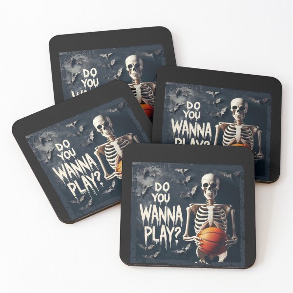 Item preview, "You Wanna Play" design basketball for Halloween sports, skeleton with basketball,basketball playe designed and sold by CrasyART.