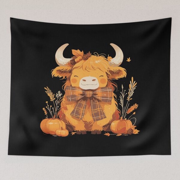 Item preview, Cute Baby Highland Cow with Plaid Coquette Bow designed and sold by RetroPrints.
