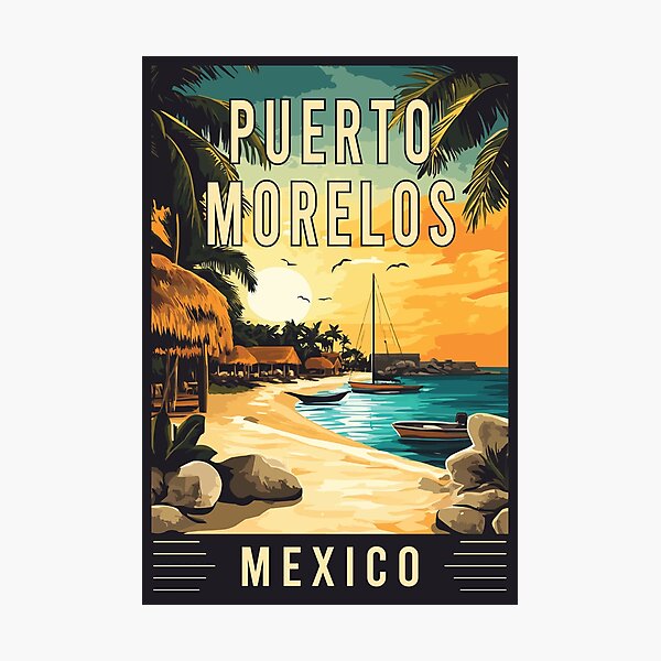 Item preview, Explore the Coastal Charm of Puerto Morelos in Mexico - Vintage Travel Art designed and sold by turtlestart.