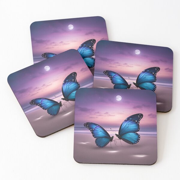 Item preview, Blue butterflies resting on a moonlit beach designed and sold by NicholeRose92.