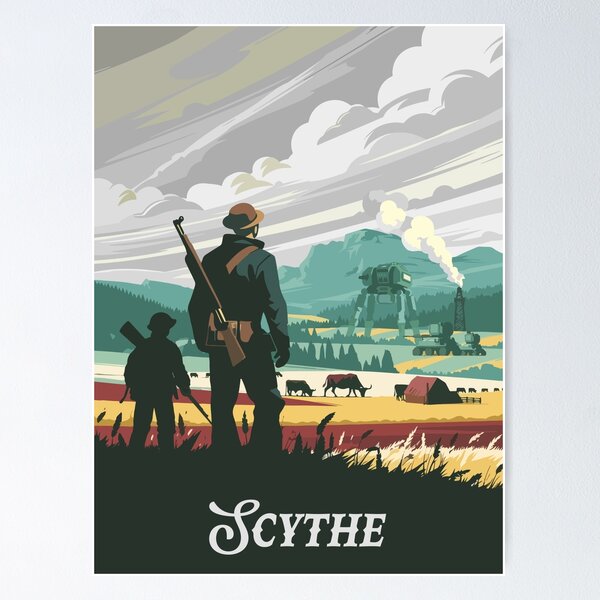 Artikel-Vorschau von SCYTHE - Inspiriertes Poster / Retro Brettspiel Poster / Wand kunstdruck / Fantasy, Brettspiel, RPG, DnD / Home Decor Geschenkidee, designt und verkauft von RoleplayRealm.