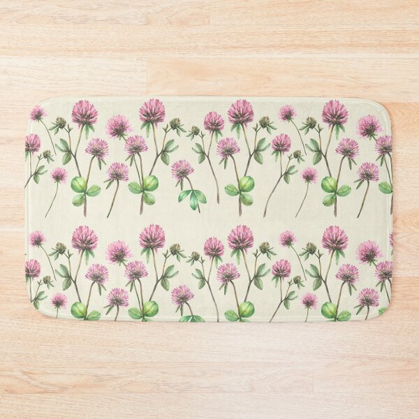 Item preview, Clover flower twig with bud and leaves Wildflowers seamless border Watercolour painted illustration designed and sold by BartolArt.