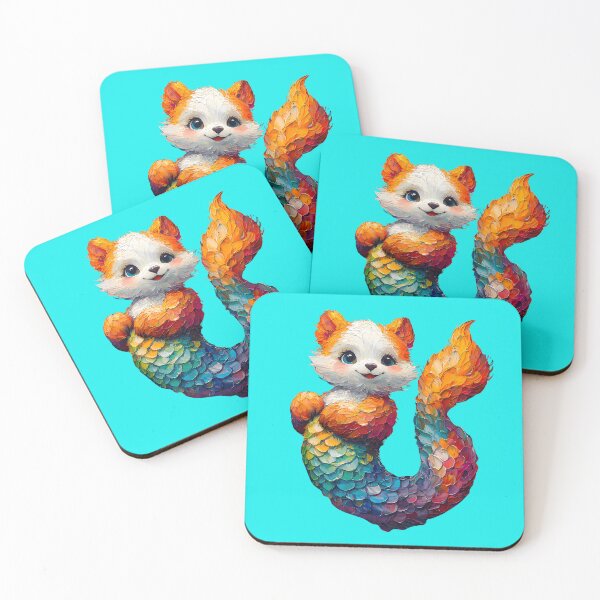 Item preview, Fluffy Radiant Mermaid Fox - Oil Paint Fantasy Creature designed and sold by Matt's Artificial Nature.