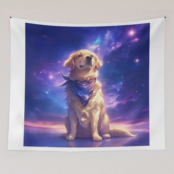 Item preview, Golden Retriever with Starry Neckband and Cosmic Background designed and sold by Christian Weiss.