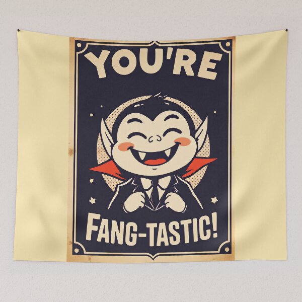 Item preview, Fangtastic, cute vampire, halloween jokes, quotes vintage aestethic  designed and sold by ChaosEdits.