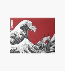 RED The Great Wave Art Board Print