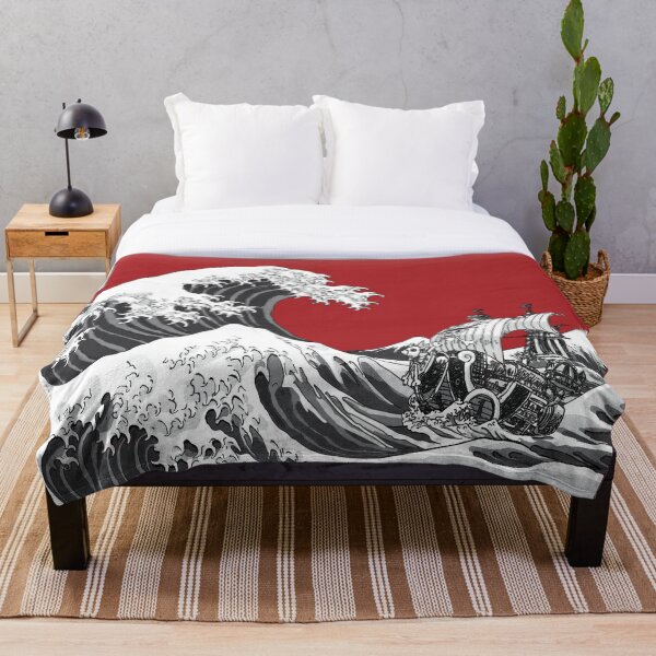 RED The Great Wave Throw Blanket
