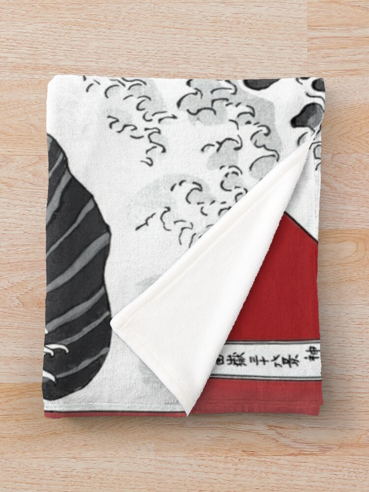 Alternate view of RED The Great Wave  Throw Blanket