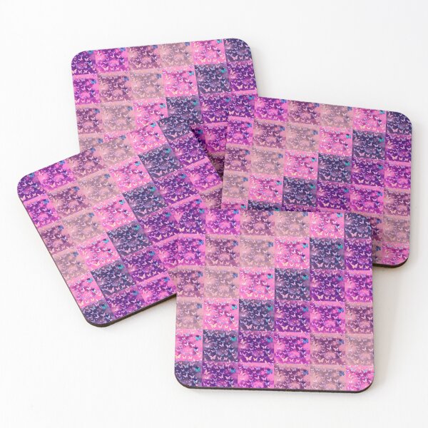 Item preview, NOT REAL Patchwork, JUST Patchwork LOOK Design PRINT Girly Butterflies in Pinks and Purples  designed and sold by Beachy.