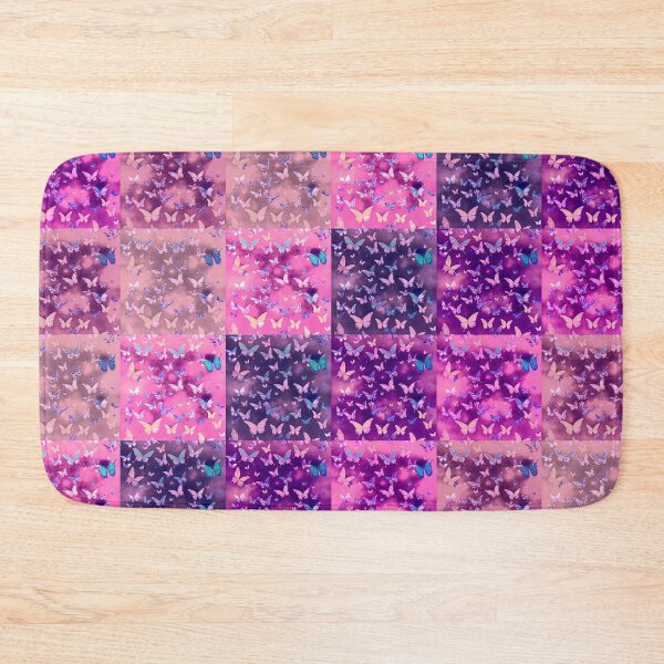 Item preview, NOT REAL Patchwork, JUST Patchwork LOOK Design PRINT Girly Butterflies in Pinks and Purples  designed and sold by Beachy.